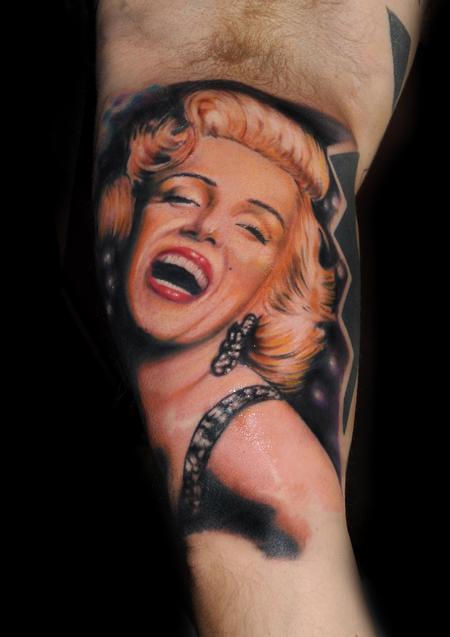 Tattoos - Marylin Monroe color portrait tattoo - 99278
